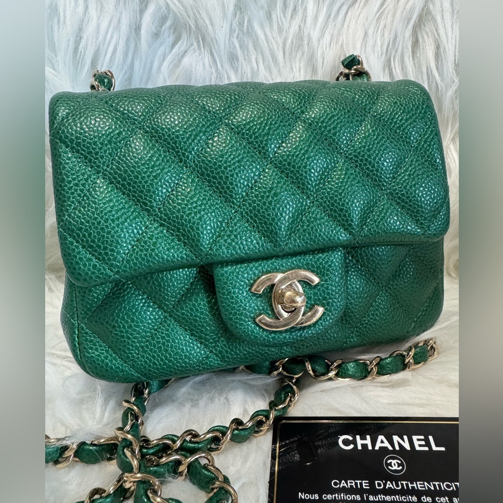Chanel 18s Emerald Green Square Mini Flap
